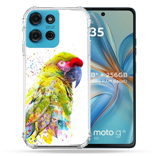 Coque Renforcée Pour Motorola G75 5G Animal Perroquet Jaune