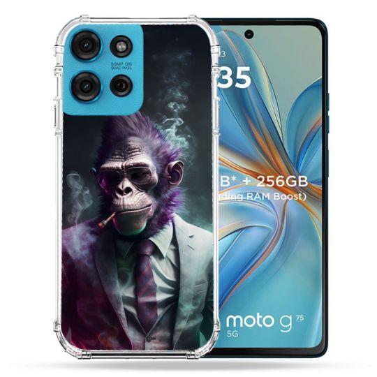 Coque Renforcée Pour Motorola G75 5G Animal Singe Business
