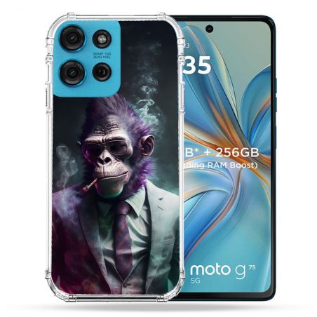 Coque Renforcée Pour Motorola G75 5G Animal Singe Business