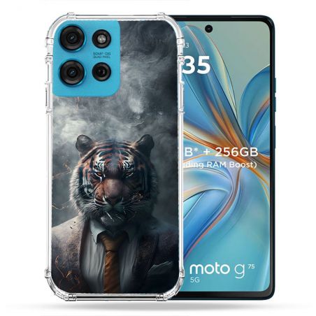 Coque Renforcée Pour Motorola G75 5G Animal Tigre Business