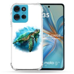 Coque Renforcée Pour Motorola G75 5G Animal Tortue Blanche multicolore