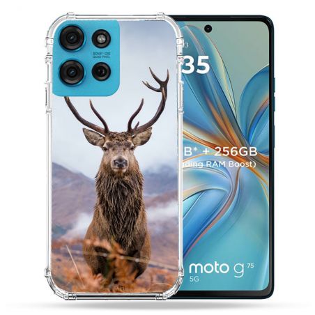 Coque Renforcée Pour Motorola G75 5G Chasse Chevreuil Montagne