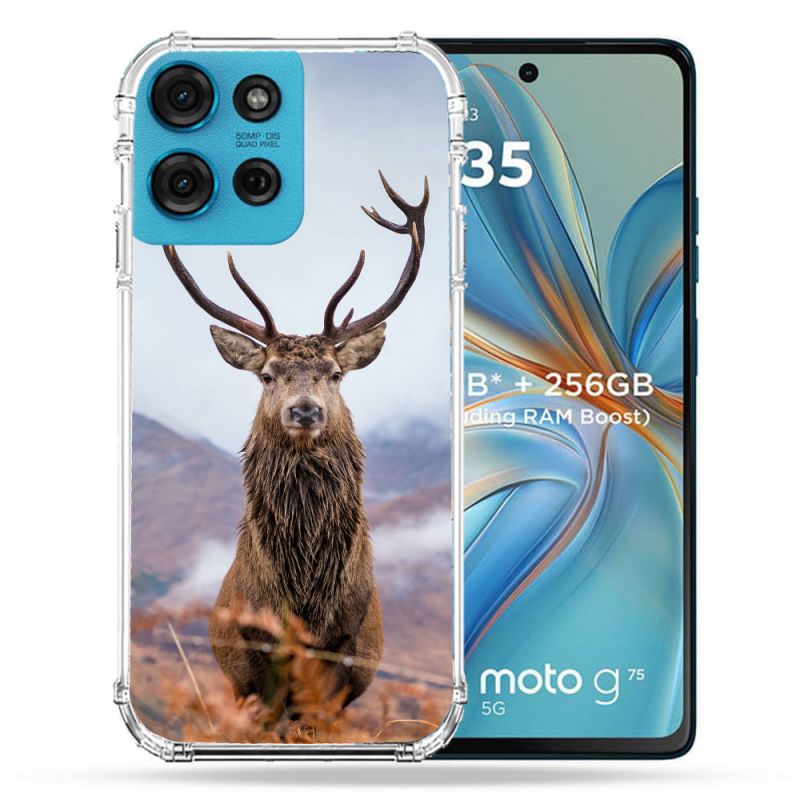Coque Renforcée Pour Motorola G75 5G Chasse Chevreuil Montagne