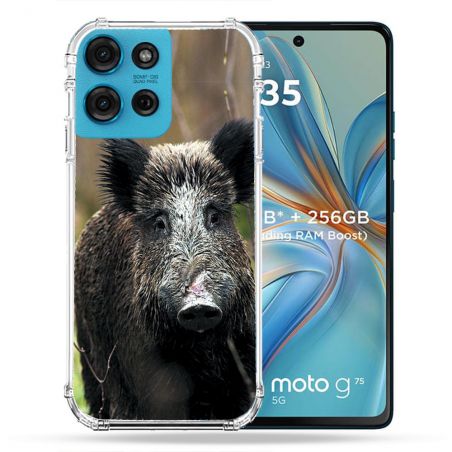 Coque Renforcée Pour Motorola G75 5G Chasse Sanglier bois