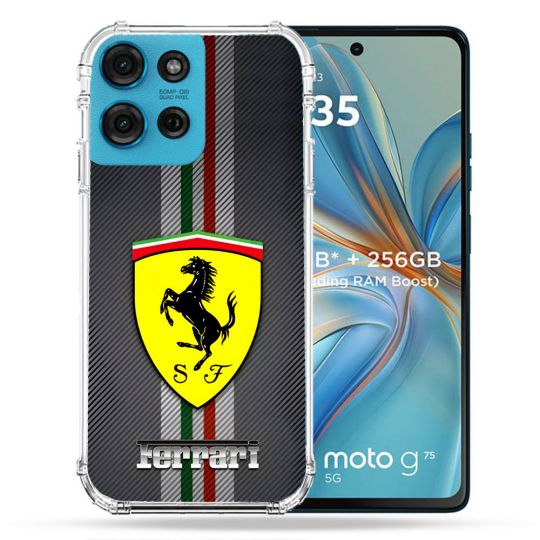 Coque Renforcée Pour Motorola G75 5G Ferrari Carbone