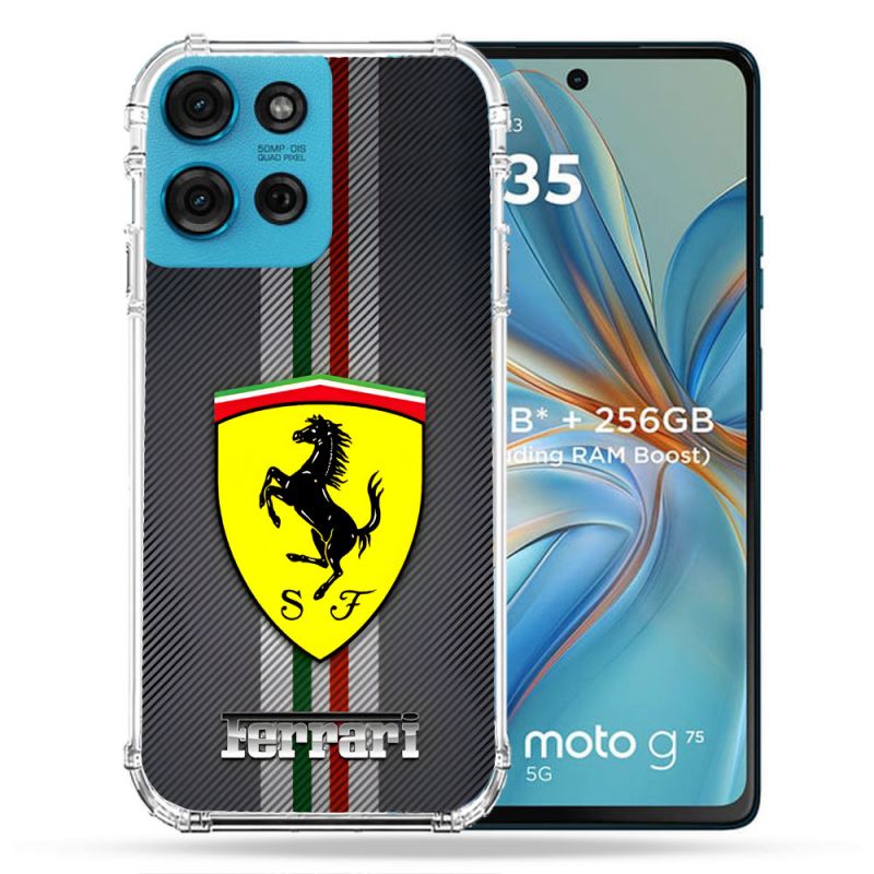 Coque Renforcée Pour Motorola G75 5G Ferrari Carbone