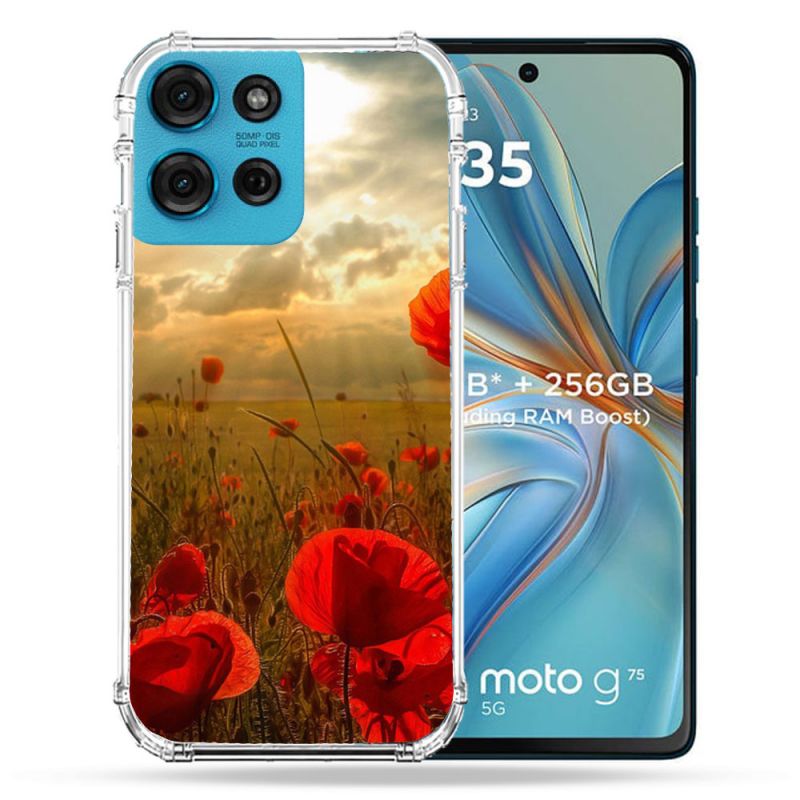 Coque Renforcée Pour Motorola G75 5G Fleur Coquelicot