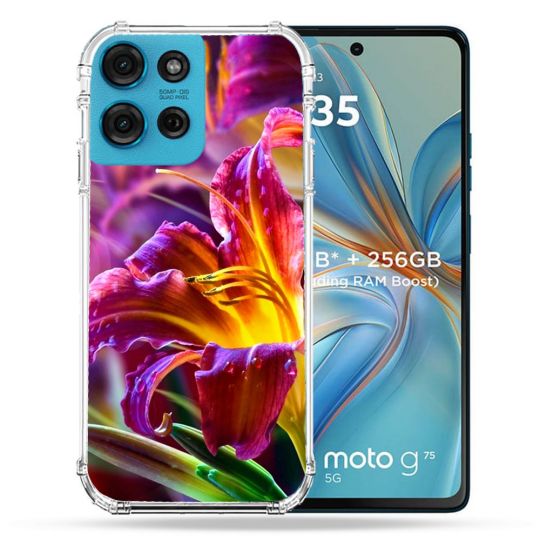 Coque Renforcée Pour Motorola G75 5G Fleur Lys Color