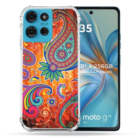 Coque Renforcée Pour Motorola G75 5G Fleur Psychedelic