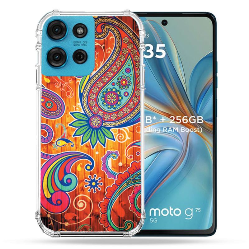 Coque Renforcée Pour Motorola G75 5G Fleur Psychedelic