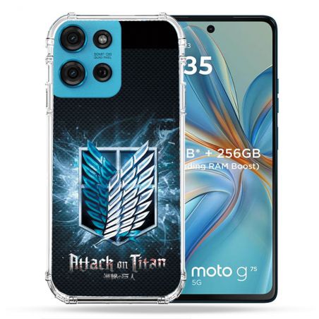Coque Renforcée Pour Motorola G75 5G Manga Attaque Titans Noir