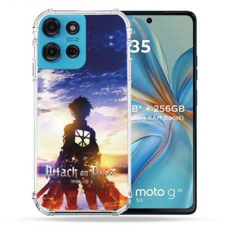 Coque Renforcée Pour Motorola G75 5G Manga Attaque Titans Soleil