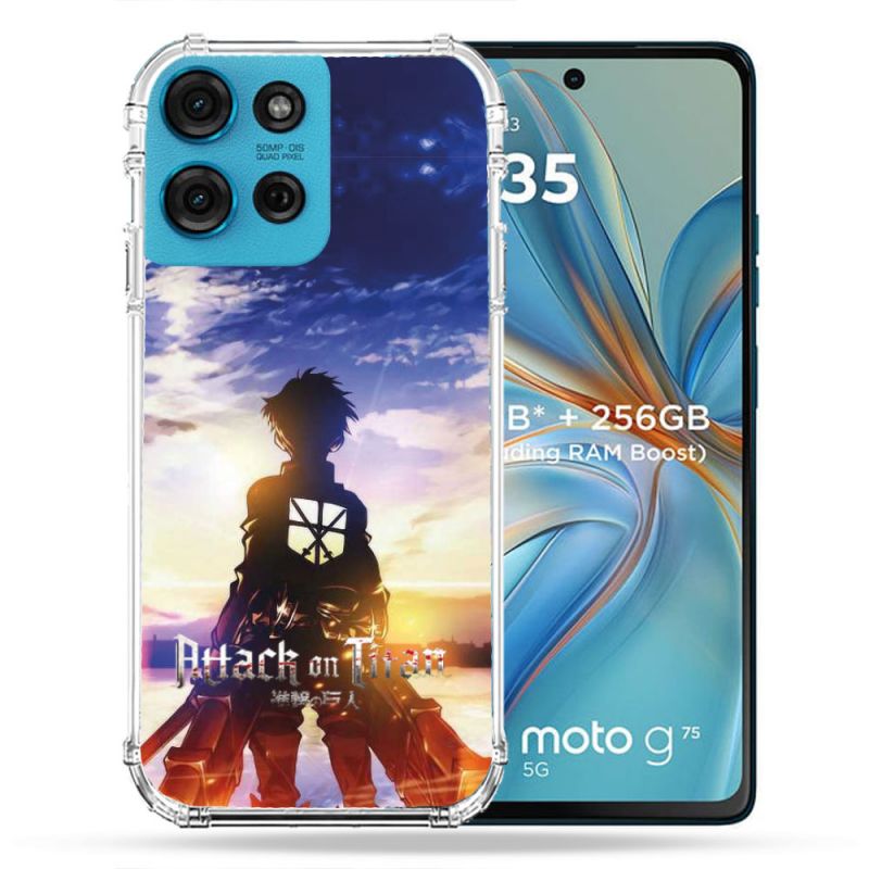 Coque Renforcée Pour Motorola G75 5G Manga Attaque Titans Soleil