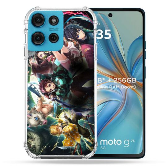 Coque Renforcée Pour Motorola G75 5G Manga Demon Slayer Groupe