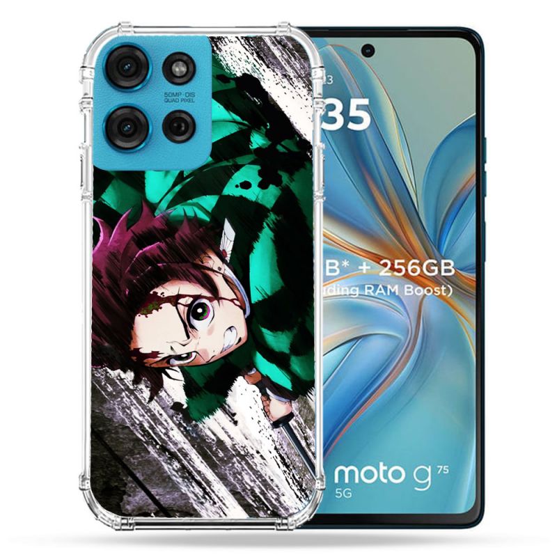Coque Renforcée Pour Motorola G75 5G Manga Demon Slayer Tanjiro