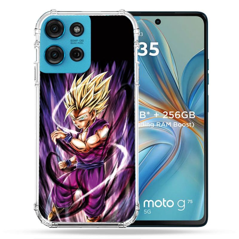 Coque Renforcée Pour Motorola G75 5G Manga Dragon Ball Sangohan Violet
