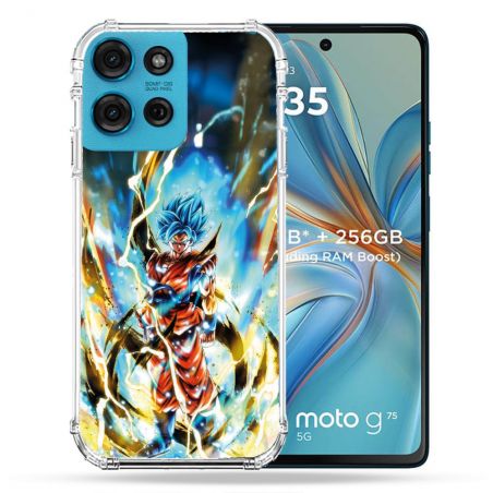 Coque Renforcée Pour Motorola G75 5G Manga Dragon Ball Sangoku Blanc