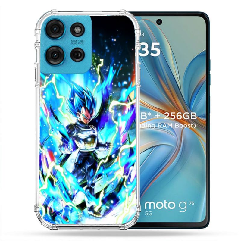 Coque Renforcée Pour Motorola G75 5G Manga Dragon Ball Vegeta Bleu