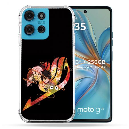 Coque Renforcée Pour Motorola G75 5G Manga Fairy Tail Logo Noir