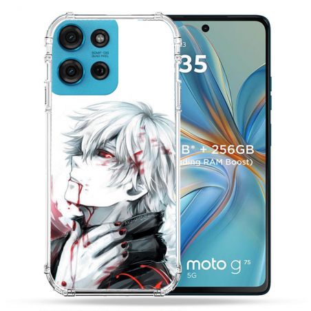 Coque Renforcée Pour Motorola G75 5G Manga Tokyo Ghoul Kaneki Blanc