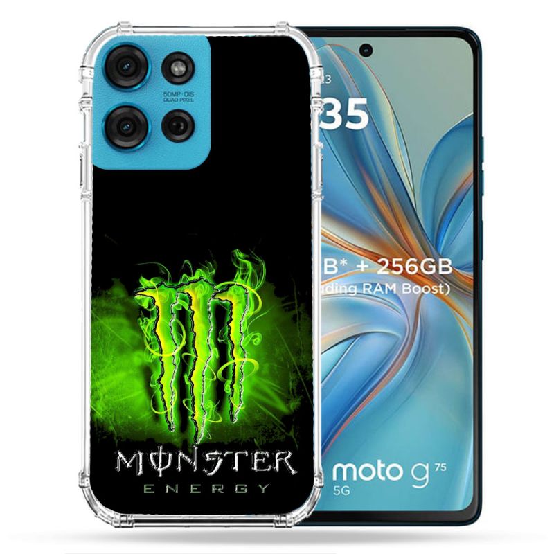 Coque Renforcée Pour Motorola G75 5G Monster Energy Vert