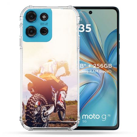 Coque Renforcée Pour Motorola G75 5G Moto Cross Soleil