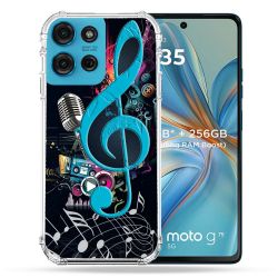 Coque Renforcée Pour Motorola G75 5G Musique Cle Sol Bleu