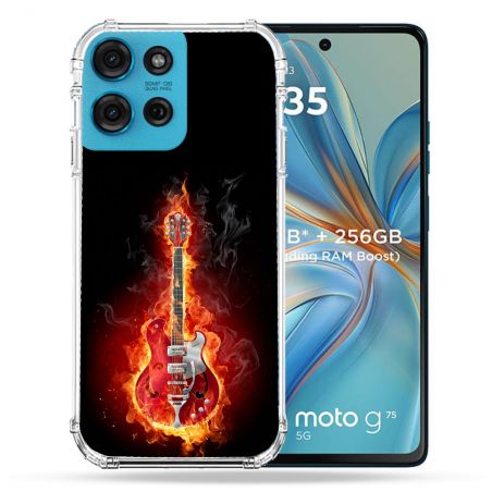 Coque Renforcée Pour Motorola G75 5G Musique Guitare Electrique
