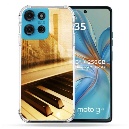 Coque Renforcée Pour Motorola G75 5G Musique Piano Retro