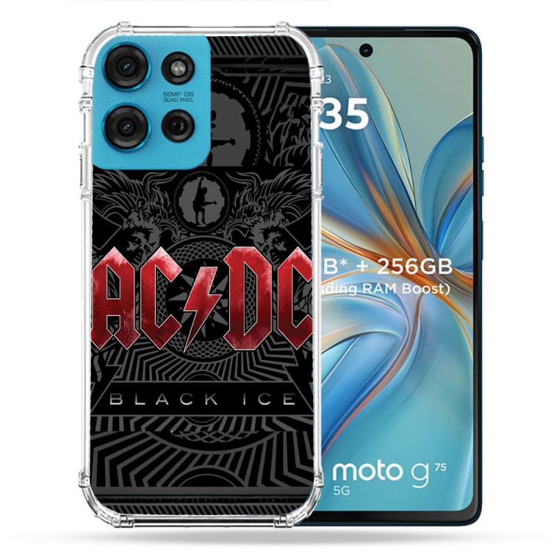 Coque Renforcée Pour Motorola G75 5G Musique Rock ACDC Rouge