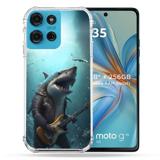 Coque Renforcée Pour Motorola G75 5G Musique Rock Requin