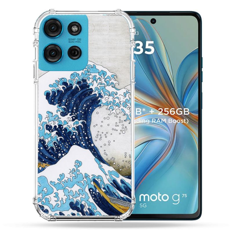 Coque Renforcée Pour Motorola G75 5G Peinture La Grande Vague