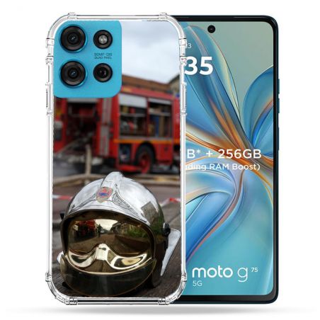 Coque Renforcée Pour Motorola G75 5G Pompier Casque Camion