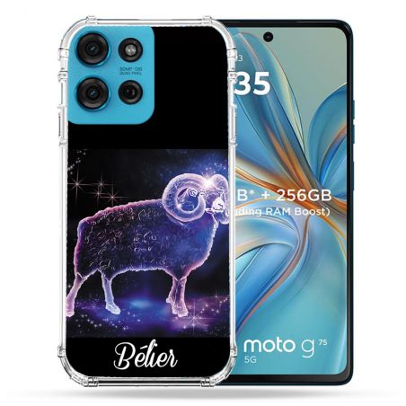 Coque Renforcée Pour Motorola G75 5G Signe Zodiaque 2 Bélier