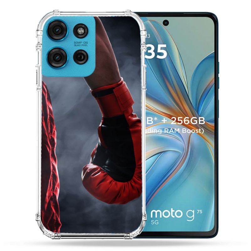 Coque Renforcée Pour Motorola G75 5G Sport Boxe Gant Rouge