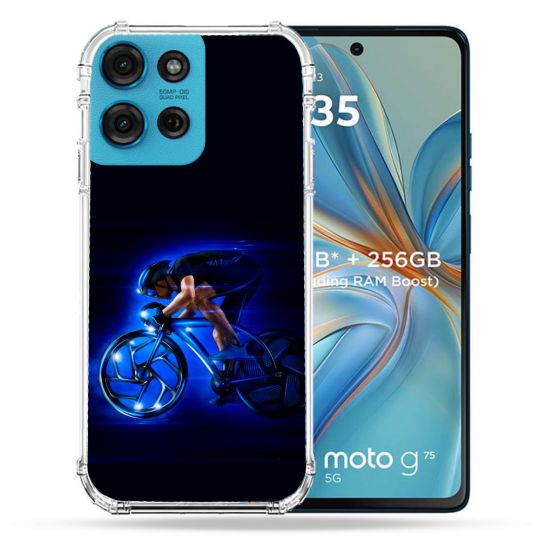 Coque Renforcée Pour Motorola G75 5G Sport Cyclisme Bleu
