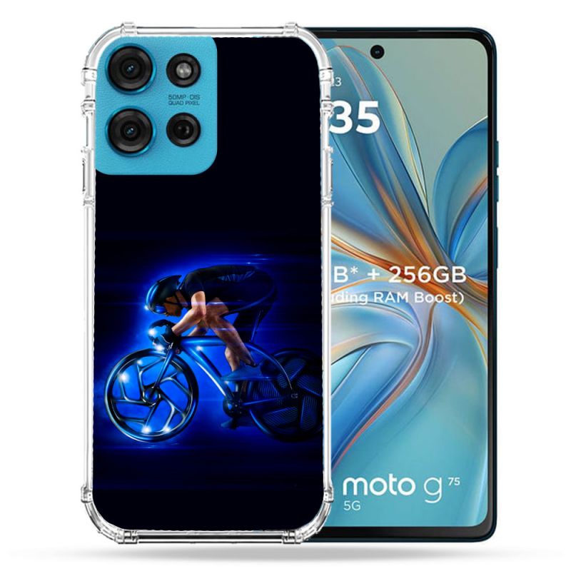 Coque Renforcée Pour Motorola G75 5G Sport Cyclisme Bleu