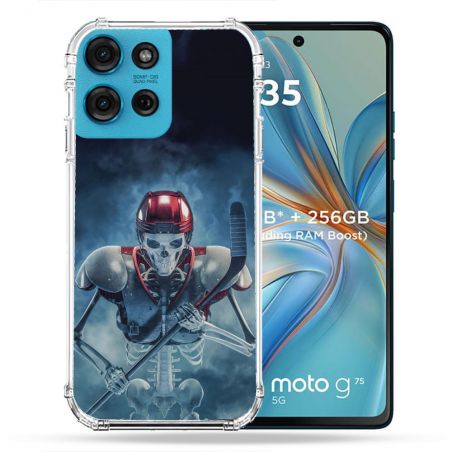 Coque Renforcée Pour Motorola G75 5G Sport Hockey Squelette