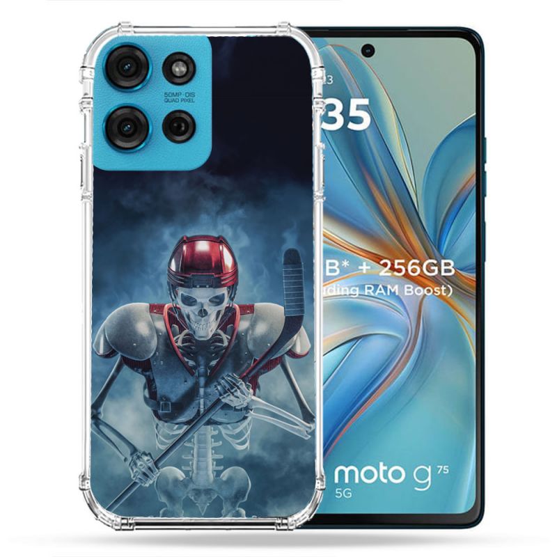 Coque Renforcée Pour Motorola G75 5G Sport Hockey Squelette