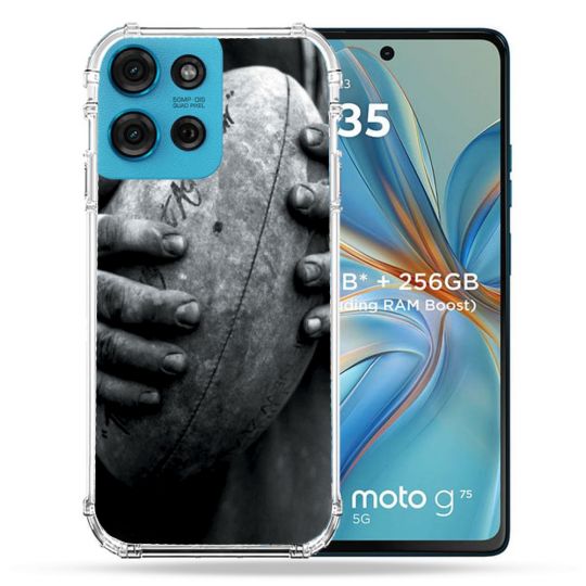 Coque Renforcée Pour Motorola G75 5G Sport Rugby Ballon Vintage