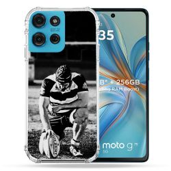 Coque Renforcée Pour Motorola G75 5G Sport Rugby Noir Blanc