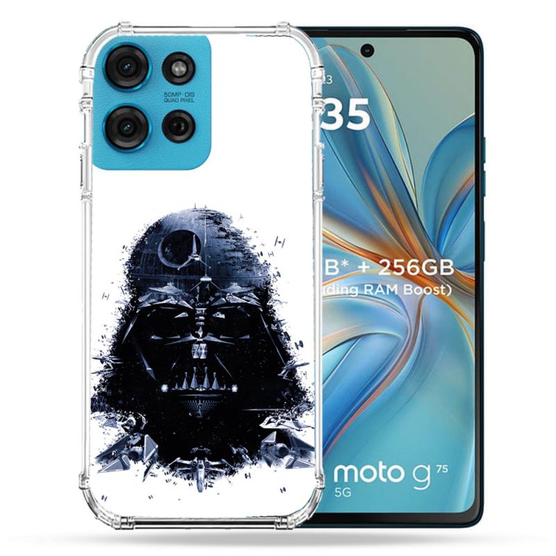 Coque Renforcée Pour Motorola G75 5G Star Wars - Dark Vador Blanc