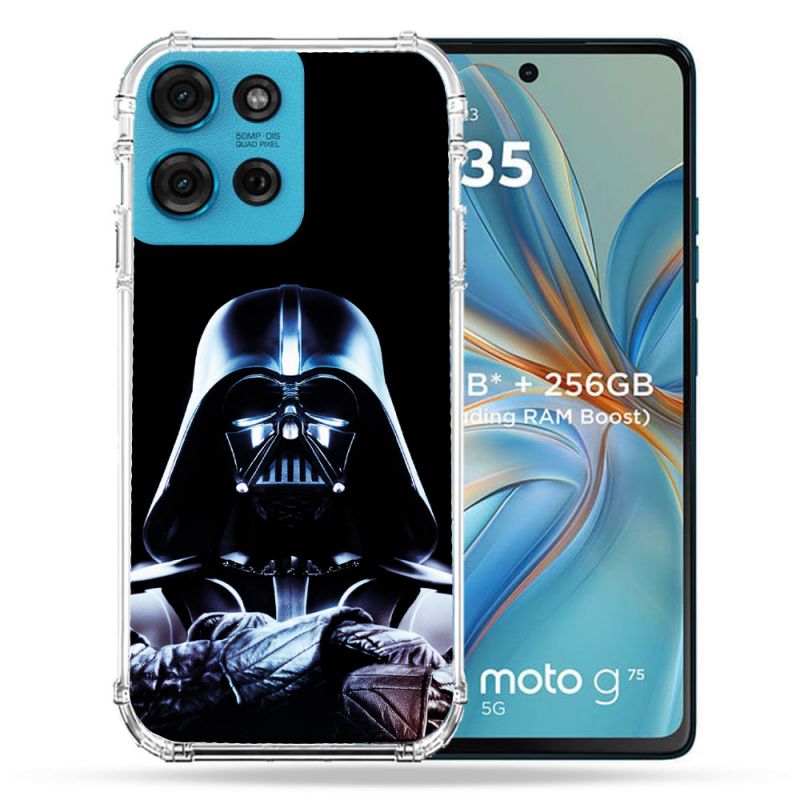 Coque Renforcée Pour Motorola G75 5G Star Wars - Dark Vador Noir