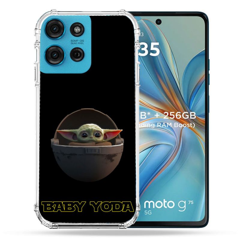 Coque Renforcée Pour Motorola G75 5G Star Wars - Yoda bebe noir