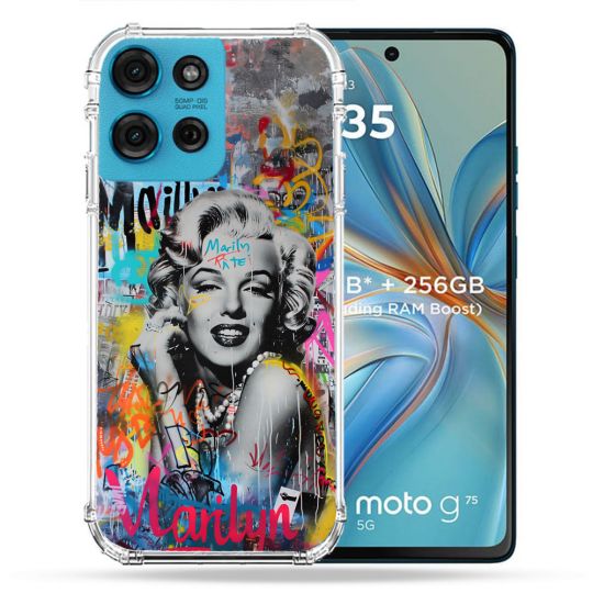 Coque Renforcée Pour Motorola G75 5G Street Art Maryline Monroe