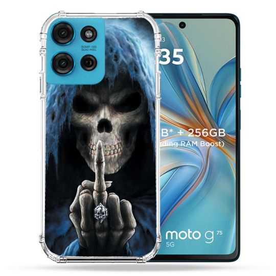 Coque Renforcée Pour Motorola G75 5G Tete de Mort Doigt