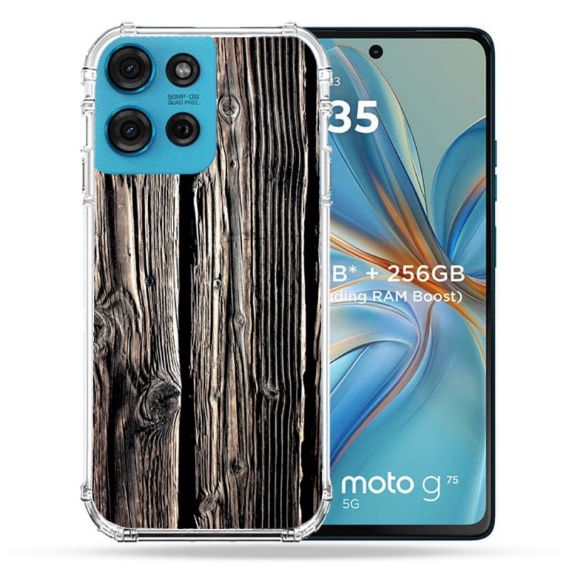 Coque Renforcée Pour Motorola G75 5G Texture Bois