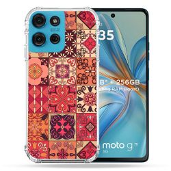 Coque Renforcée Pour Motorola G75 5G Texture Carreau Ciment Rouge