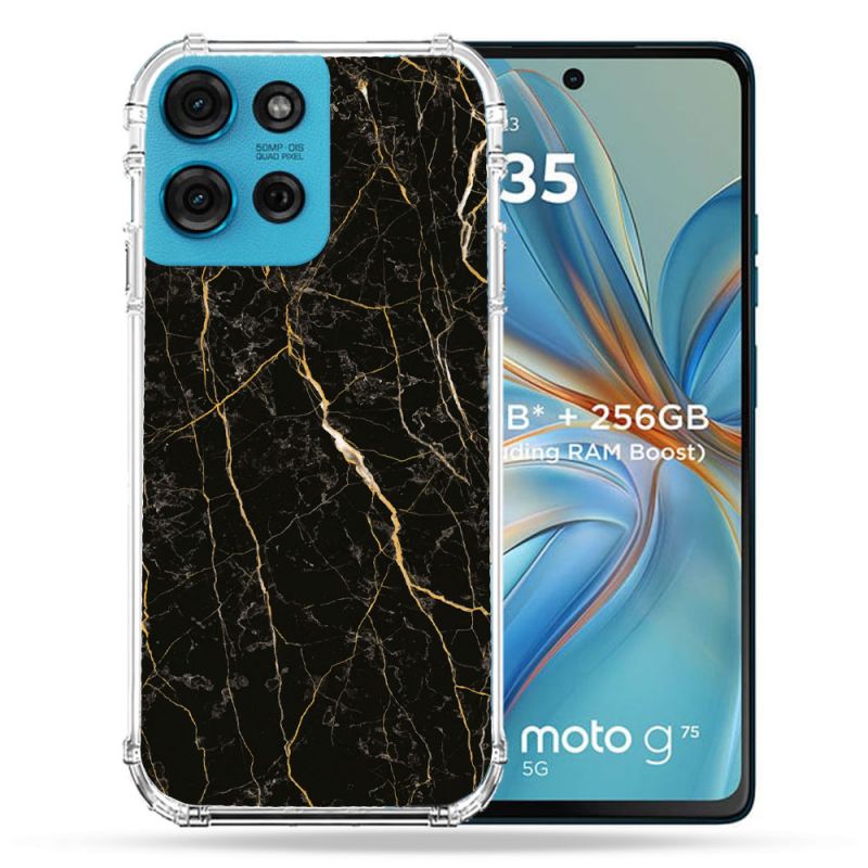 Coque Renforcée Pour Motorola G75 5G Texture Marbre Noir
