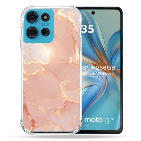 Coque Renforcée Pour Motorola G75 5G Texture Marbre Rose
